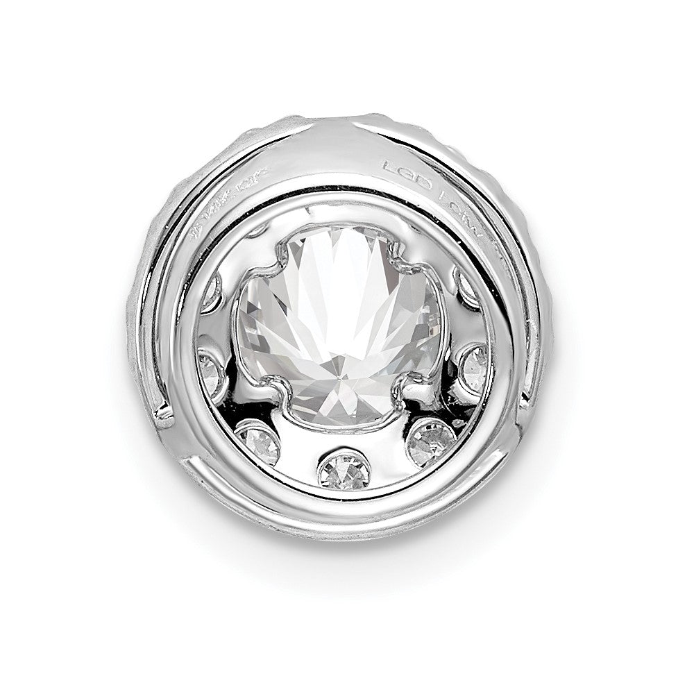 14 K Weißgold Gleitanhänger mit Kette, Halo, 1 ct. im Labor gezüchteten Diamanten, rund, VS/SI+ G+