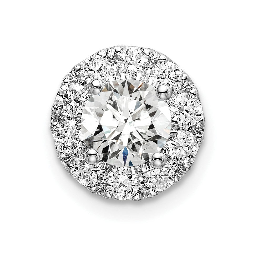 14 K Weißgold Gleitanhänger mit Kette, Halo, 1 ct. im Labor gezüchteten Diamanten, rund, VS/SI+ G+
