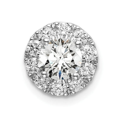14 K Weißgold Gleitanhänger mit Kette, Halo, 1 ct. im Labor gezüchteten Diamanten, rund, VS/SI+ G+
