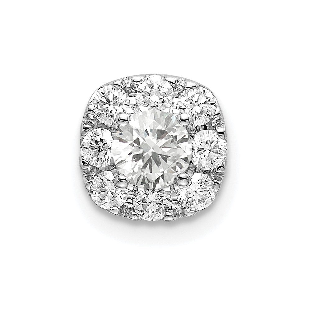 14K Weißgold 0,5 ct. Laborgezüchteter Diamant VS/SI+ G+ Kompletter Kissen-Halo-Ketten-Gleitanhänger