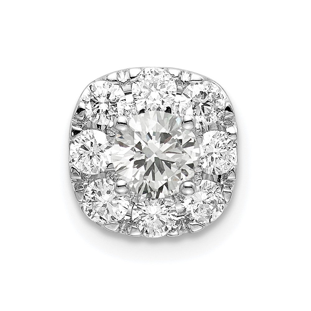 14K Weißgold 0,75 ct. Labordiamant VS/SI+ G+ im Kissenschliff Halo-Ketten-Gleitanhänger