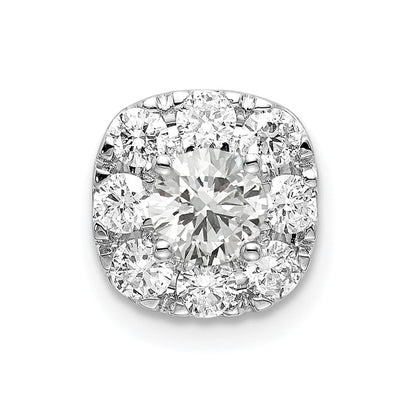 14K Weißgold 0,75 ct. Labordiamant VS/SI+ G+ im Kissenschliff Halo-Ketten-Gleitanhänger