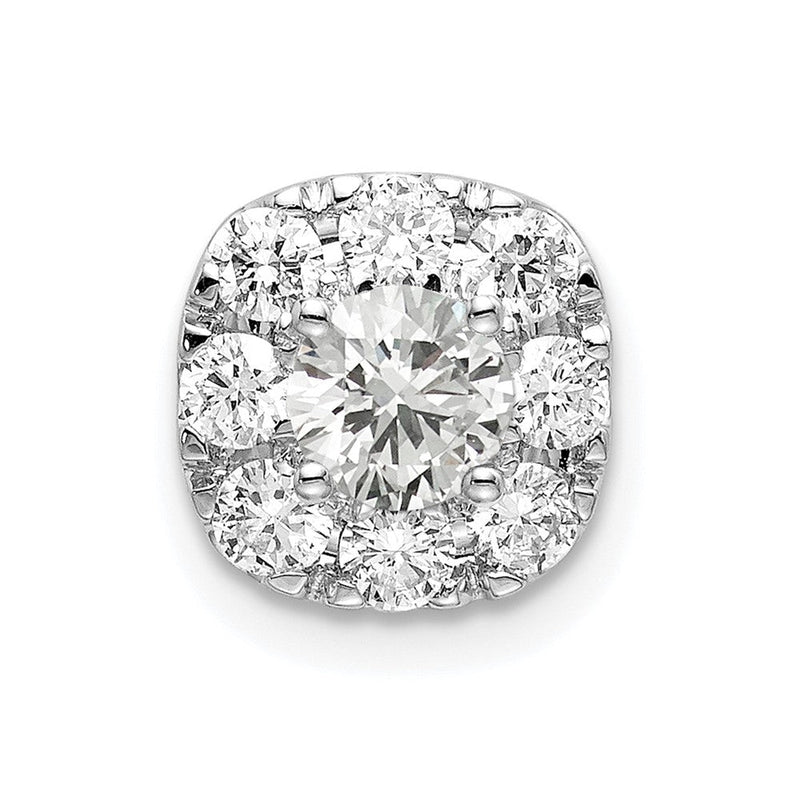 14K Weißgold 0,75 ct. Labordiamant VS/SI+ G+ im Kissenschliff Halo-Ketten-Gleitanhänger