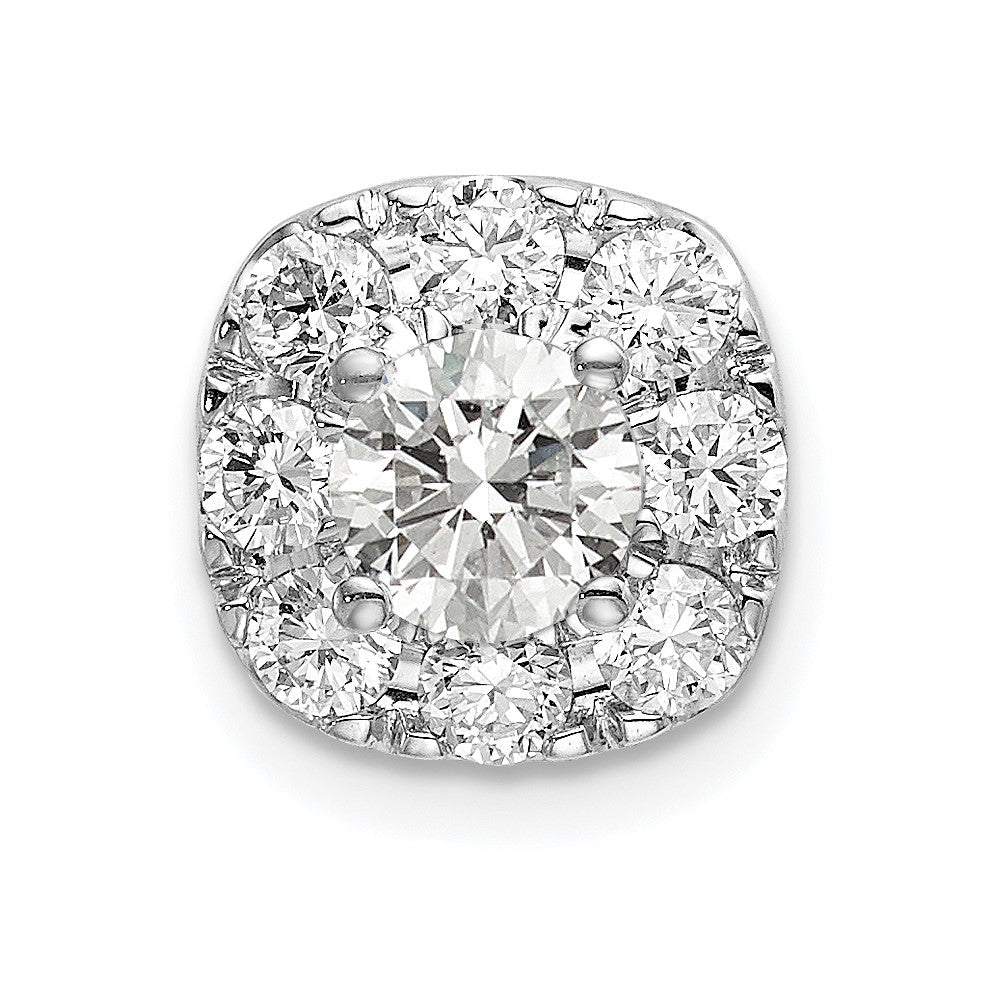 14K Weißgold Gleitanhänger mit 1 ct. Laborgezüchtetem Diamant VS/SI+ G+ im Kissenschliff mit Halo an Kette