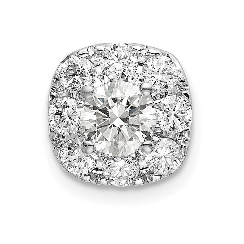 14K Weißgold Gleitanhänger mit 1 ct. Laborgezüchtetem Diamant VS/SI+ G+ im Kissenschliff mit Halo an Kette
