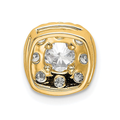 14K Gelbgold 1 ct. Laborgezüchteter Diamant VS/SI+ G+ Kissenschliff-Halo-Ketten-Gleitanhänger
