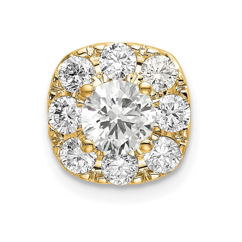 14K Gelbgold 1 ct. Laborgezüchteter Diamant VS/SI+ G+ Kissenschliff-Halo-Ketten-Gleitanhänger