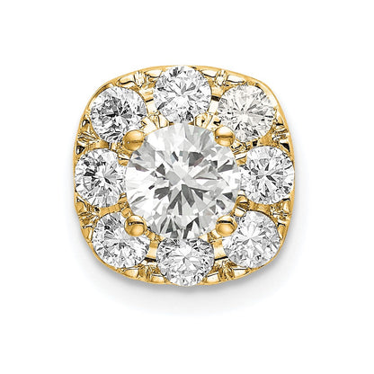14K Gelbgold 1 ct. Laborgezüchteter Diamant VS/SI+ G+ Kissenschliff-Halo-Ketten-Gleitanhänger