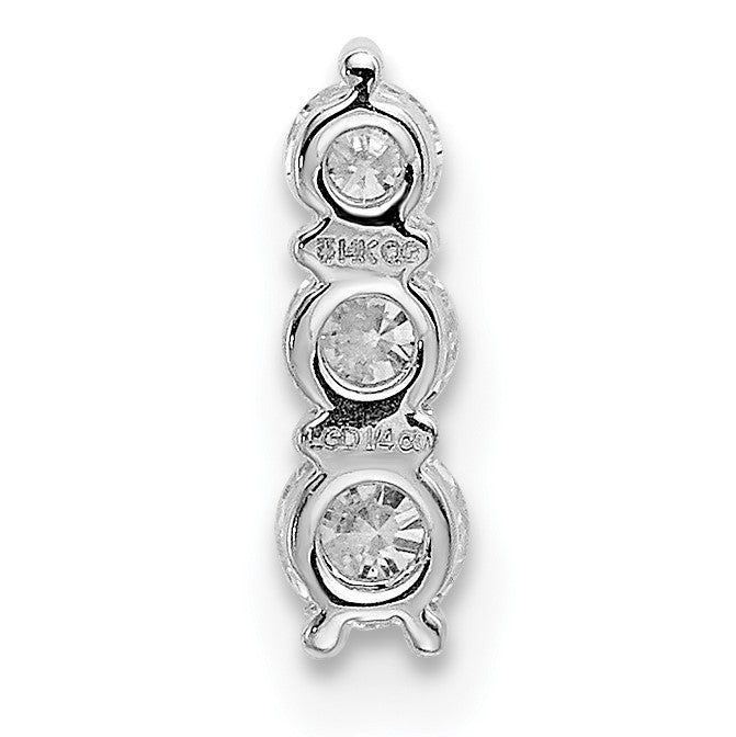 14K Weißgold 0,25 ct. Laborgezüchteter Diamant VS/SI+ G+ Dreistein-Ketten-Gleitanhänger