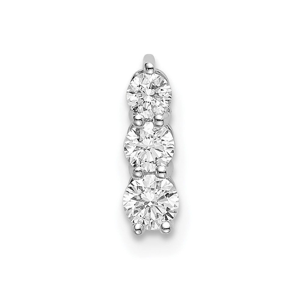 14K Weißgold 0,25 ct. Laborgezüchteter Diamant VS/SI+ G+ Dreistein-Ketten-Gleitanhänger