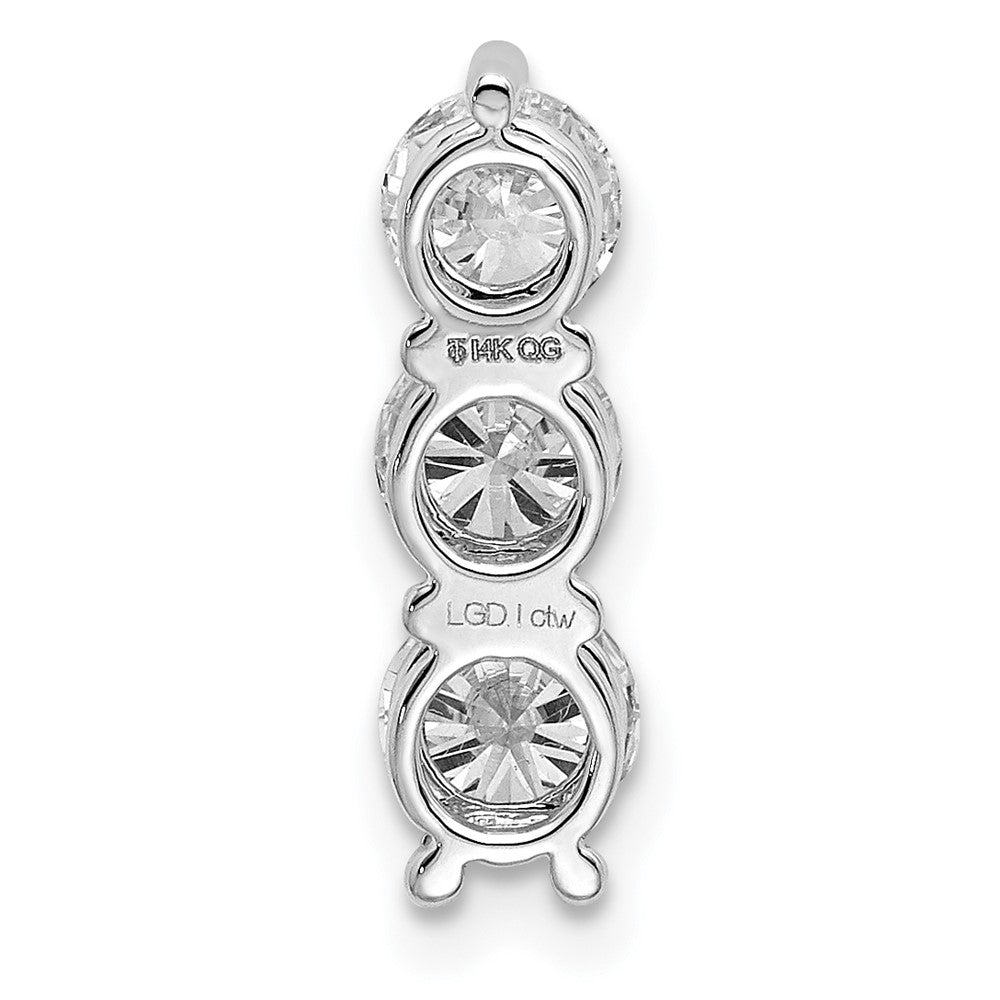 14K Weißgold 1 ct. Laborgezüchteter Diamant VS/SI+ G+ Dreisteiner Ketten-Gleitanhänger