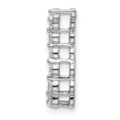 14K Weißgold 0,25 ct. Labor Gezüchteter Diamant VS/SI+ G+ Sieben-Stein Gebogener Stab Kette Gleitanhänger