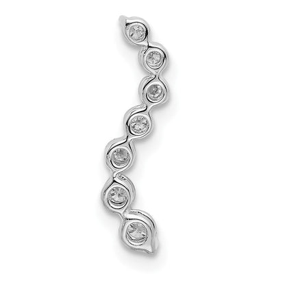 14K Weißgold 0,25 ct. Labor Gezüchteter Diamant VS/SI+ G+ Sieben-Stein Gebogener Stab Kette Gleitanhänger