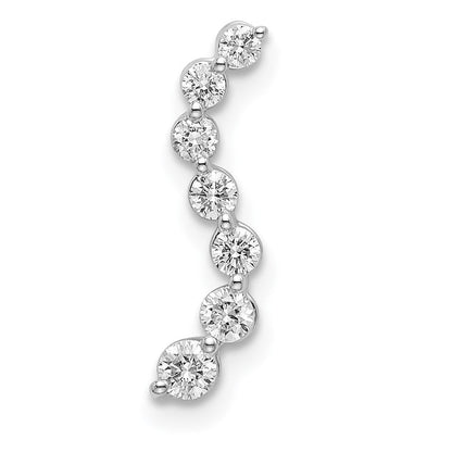14K Weißgold 0,25 ct. Labor Gezüchteter Diamant VS/SI+ G+ Sieben-Stein Gebogener Stab Kette Gleitanhänger