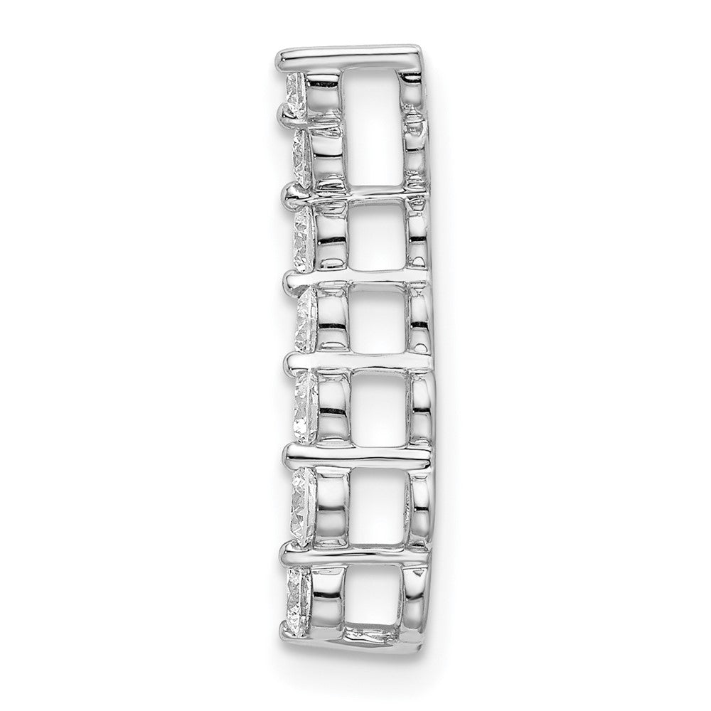 14K Weißgold 0,33 ct. Labor Diamant VS/SI+ G+ Sieben-Stein Gebogener Stab Gleitanhänger