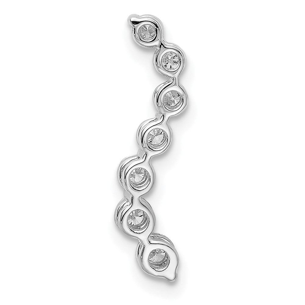 14K Weißgold 0,33 ct. Labor Diamant VS/SI+ G+ Sieben-Stein Gebogener Stab Gleitanhänger