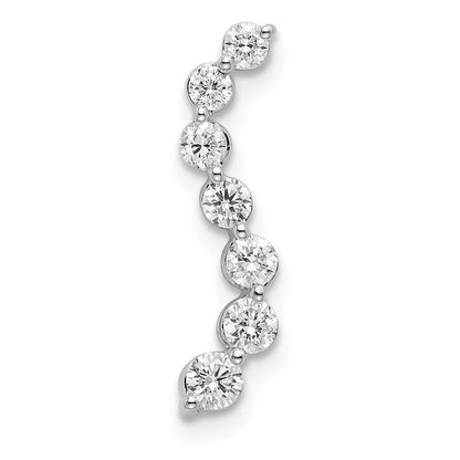 14K Weißgold 0,33 ct. Labor Diamant VS/SI+ G+ Sieben-Stein Gebogener Stab Gleitanhänger
