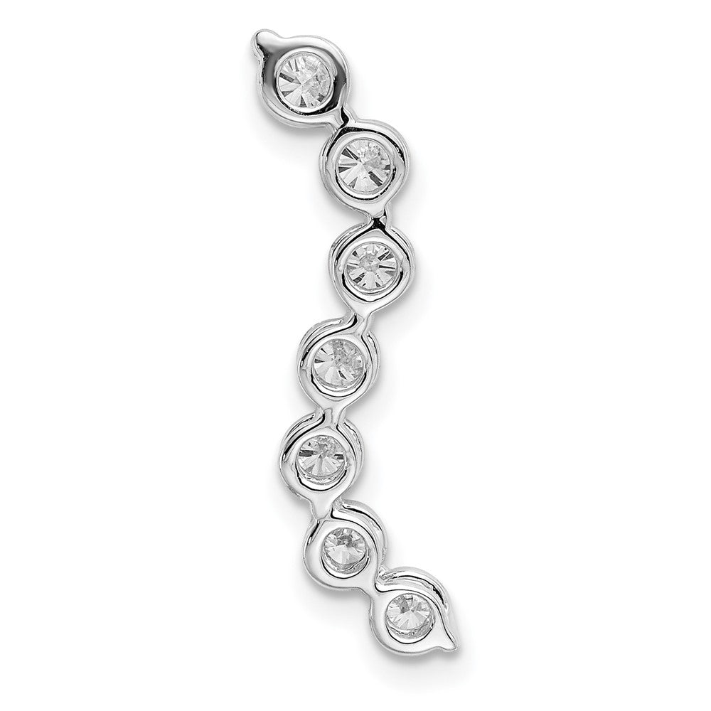 14K Weißgold Gleitanhänger mit gebogener Stabkette, sieben Steinen, 0,75 ct. im Labor gezüchteten Diamanten, VS/SI+ G+