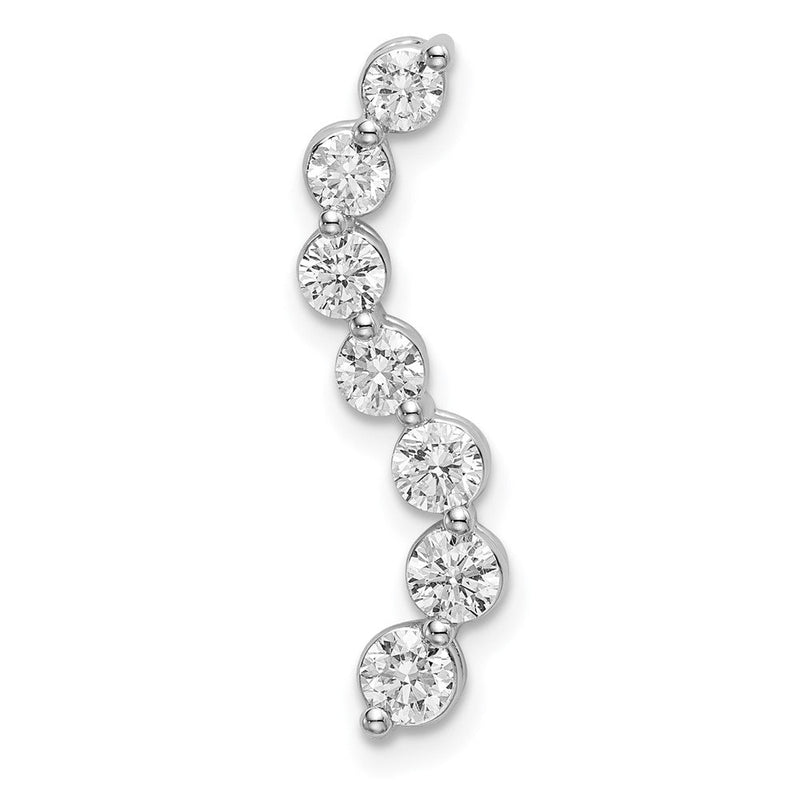 14K Weißgold Gleitanhänger mit gebogener Stabkette, sieben Steinen, 0,75 ct. im Labor gezüchteten Diamanten, VS/SI+ G+