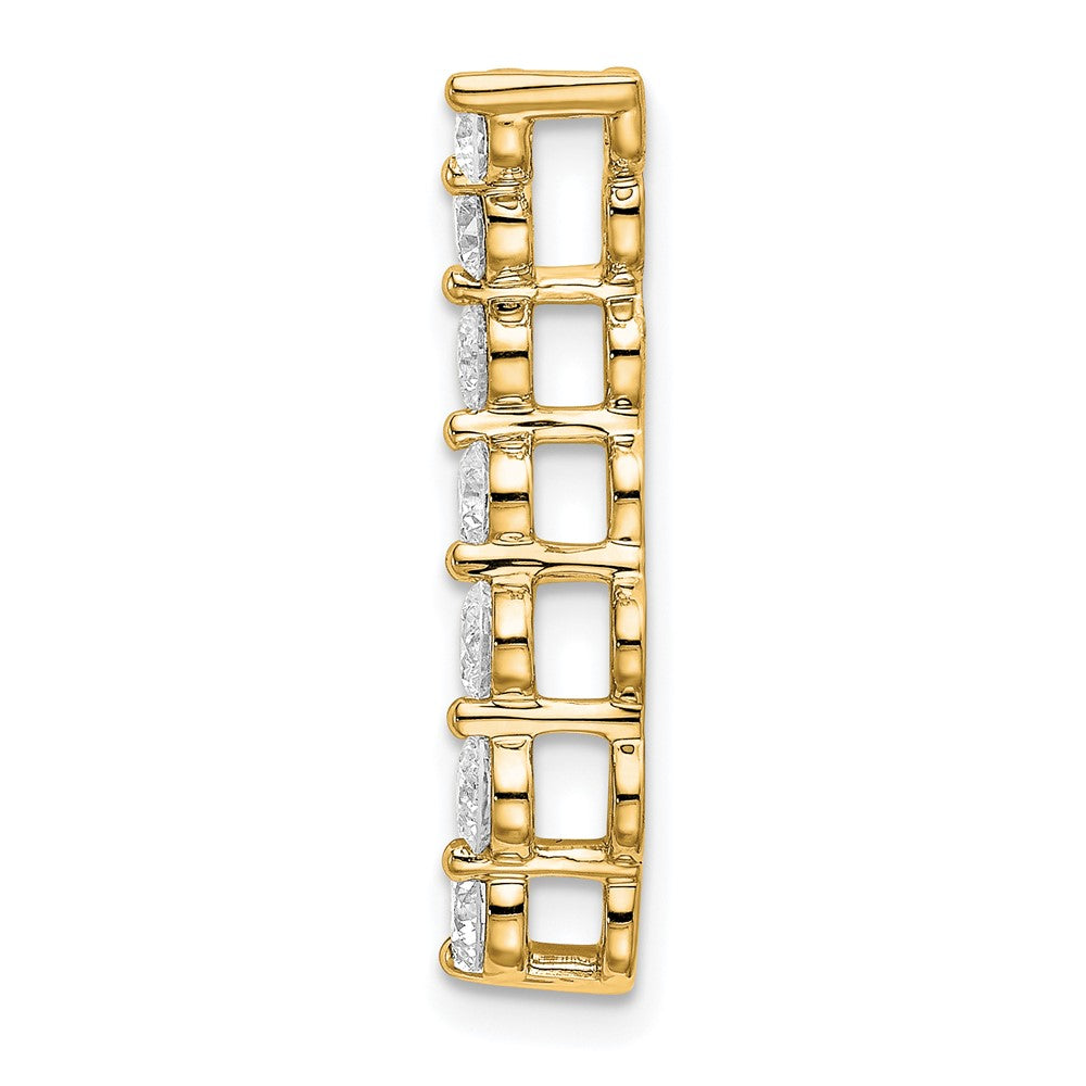 14K Gelbgold 0,75 ct. Laborgezüchteter Diamant VS/SI+ G+ Siebenstein-Gleitanhänger mit gebogener Stabkette