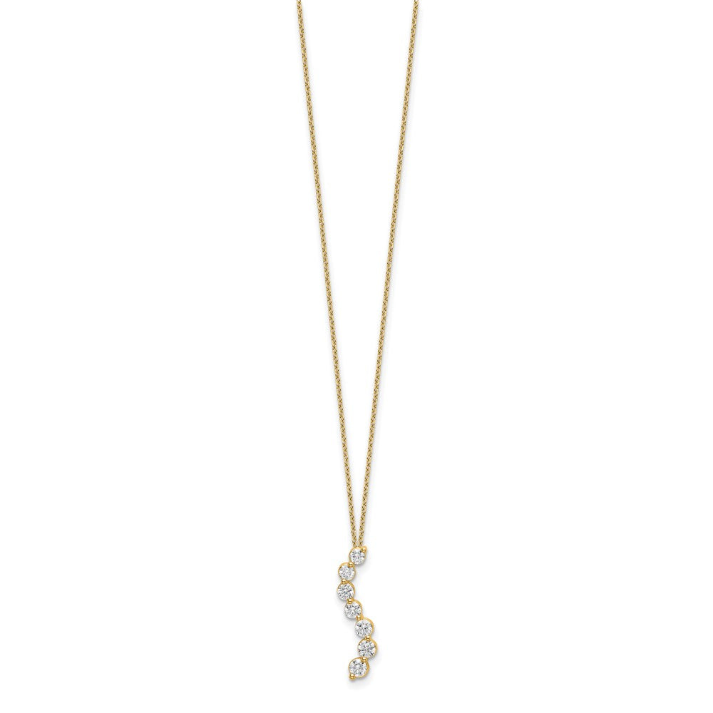 14k Gelbgold White 0,75 ct. Lab Grown Diamant VS/SI+ G+ 18 inch Seven Stone Curved Bar Pendant Necklace