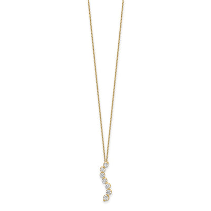 14k Gelbgold White 0,75 ct. Lab Grown Diamant VS/SI+ G+ 18 inch Seven Stone Curved Bar Pendant Necklace