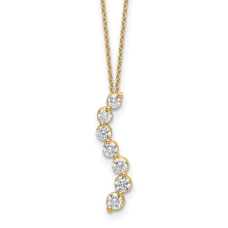 14k Gelbgold White 0,75 ct. Lab Grown Diamant VS/SI+ G+ 18 inch Seven Stone Curved Bar Pendant Necklace