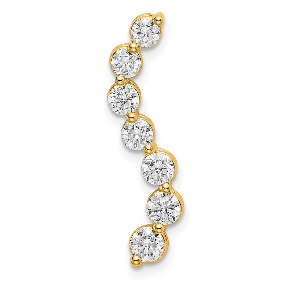 14K Gelbgold 0,75 ct. Laborgezüchteter Diamant VS/SI+ G+ Siebenstein-Gleitanhänger mit gebogener Stabkette