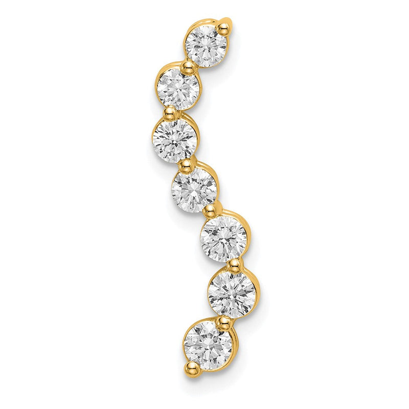 14K Gelbgold 0,75 ct. Laborgezüchteter Diamant VS/SI+ G+ Siebenstein-Gleitanhänger mit gebogener Stabkette