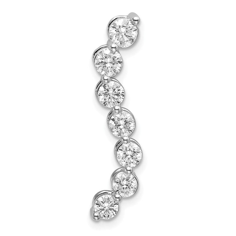 14K Weißgold 1 ct. Laborgezüchteter Diamant VS/SI+ G+ Siebenstein Gebogener-Stab-Ketten-Gleitanhänger