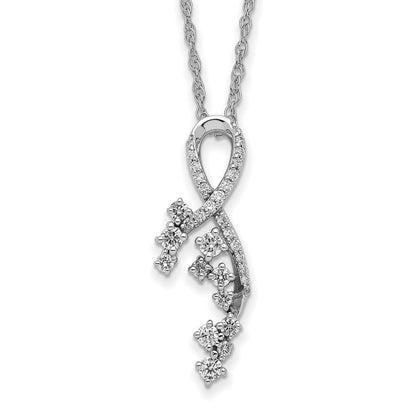 14K Weißgold Fantasie Florina Echt Diamant Kette Anhänger Halskette