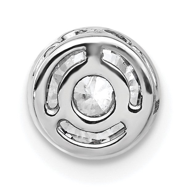 14K Weißgold Gleitanhänger mit Kettenöse, 1 ct. im Labor gezüchteter Diamant, Rund im Cabochonfassung, VS/SI+ G+