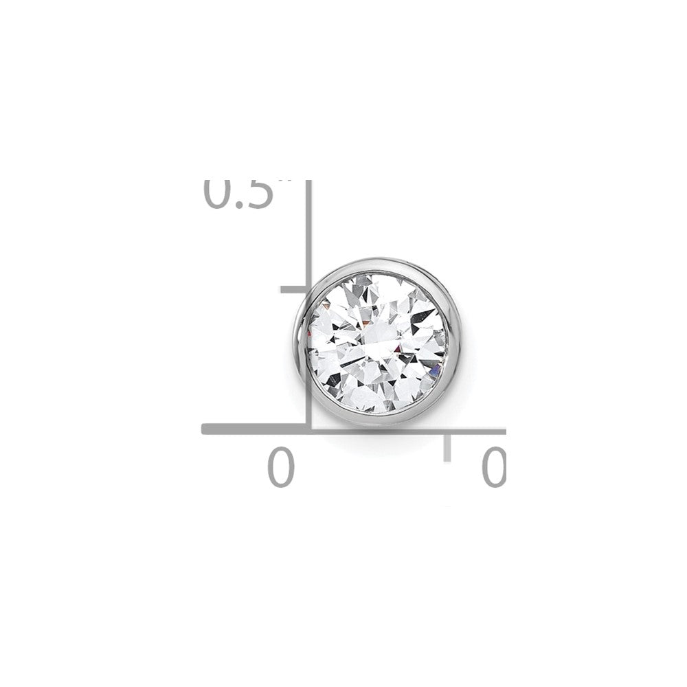 14K Weißgold Gleitanhänger mit Kettenöse, 1 ct. im Labor gezüchteter Diamant, Rund im Cabochonfassung, VS/SI+ G+