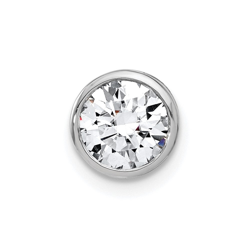 14K Weißgold Gleitanhänger mit Kettenöse, 1 ct. im Labor gezüchteter Diamant, Rund im Cabochonfassung, VS/SI+ G+