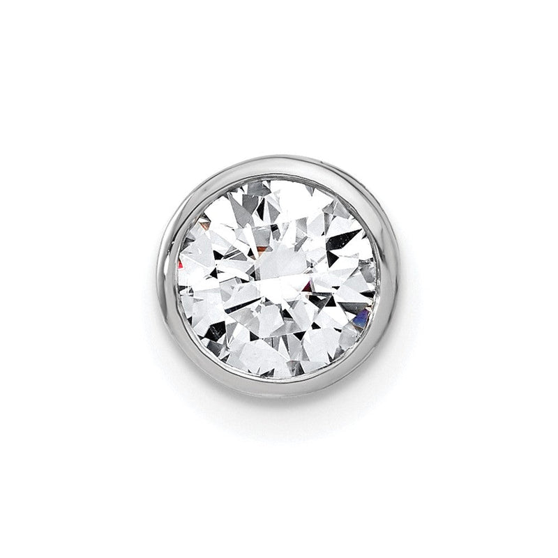 14K Weißgold Gleitanhänger mit Kettenöse, 1 ct. im Labor gezüchteter Diamant, Rund im Cabochonfassung, VS/SI+ G+
