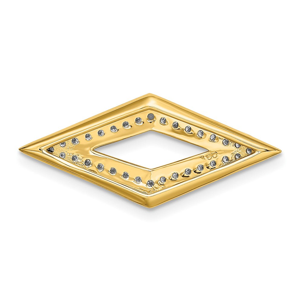 14K Gelbgold Poliert Fantasie Echt Diamant 18 Zoll Halskette