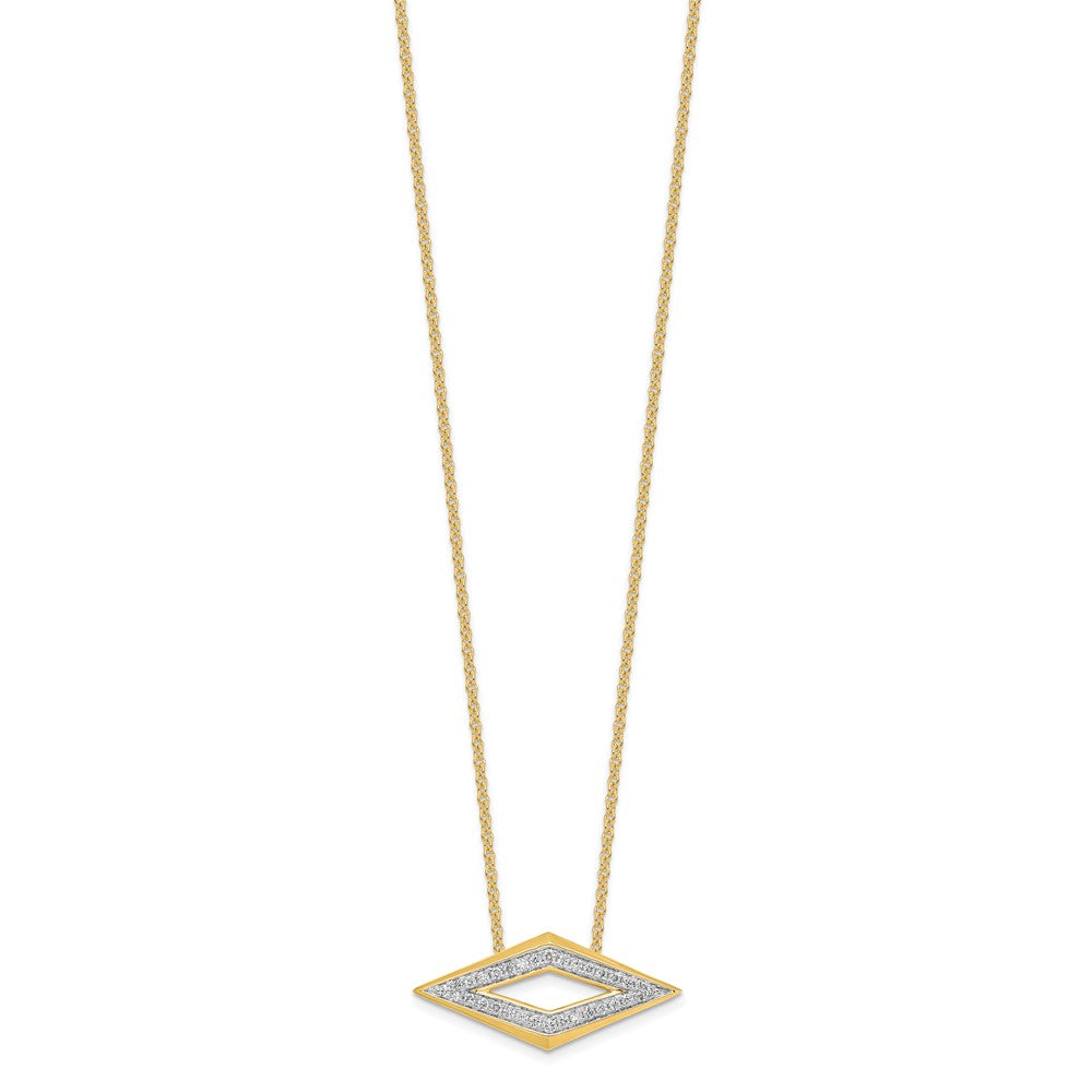 14K Gelbgold Poliert Fantasie Echt Diamant 18 Zoll Halskette