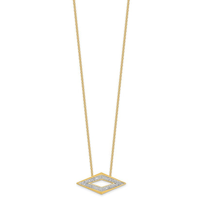 14K Gelbgold Poliert Fantasie Echt Diamant 18 Zoll Halskette