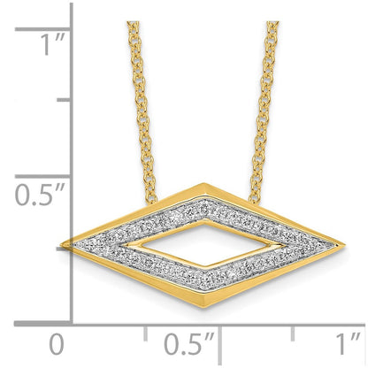 14K Gelbgold Poliert Fantasie Echt Diamant 18 Zoll Halskette