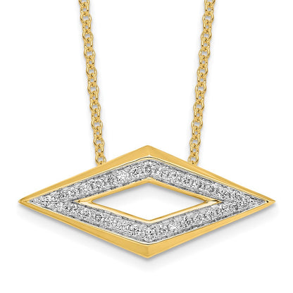 14K Gelbgold Poliert Fantasie Echt Diamant 18 Zoll Halskette