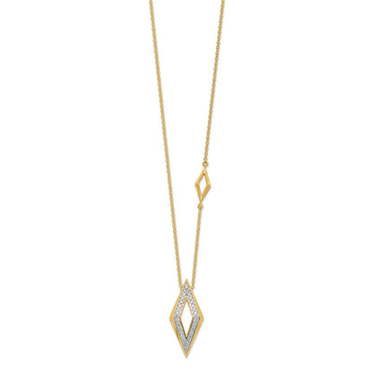14K Gelbgold Poliert Fantasie Echt Diamant 18 Zoll Halskette