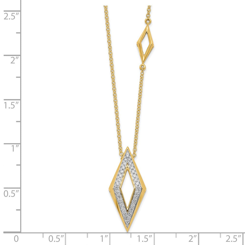 14K Gelbgold Poliert Fantasie Echt Diamant 18 Zoll Halskette
