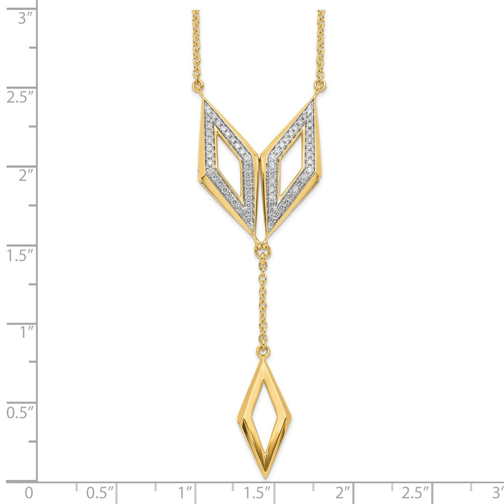 14K Gelbgold Poliert Hängend Fantasie Echt Diamant 18 Zoll Halskette