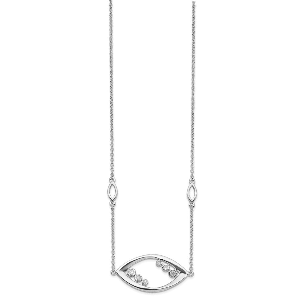 14K Weißgold Fantasie Echt Diamant 18 Zoll Halskette