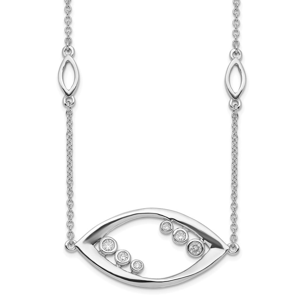14K Weißgold Fantasie Echt Diamant 18 Zoll Halskette