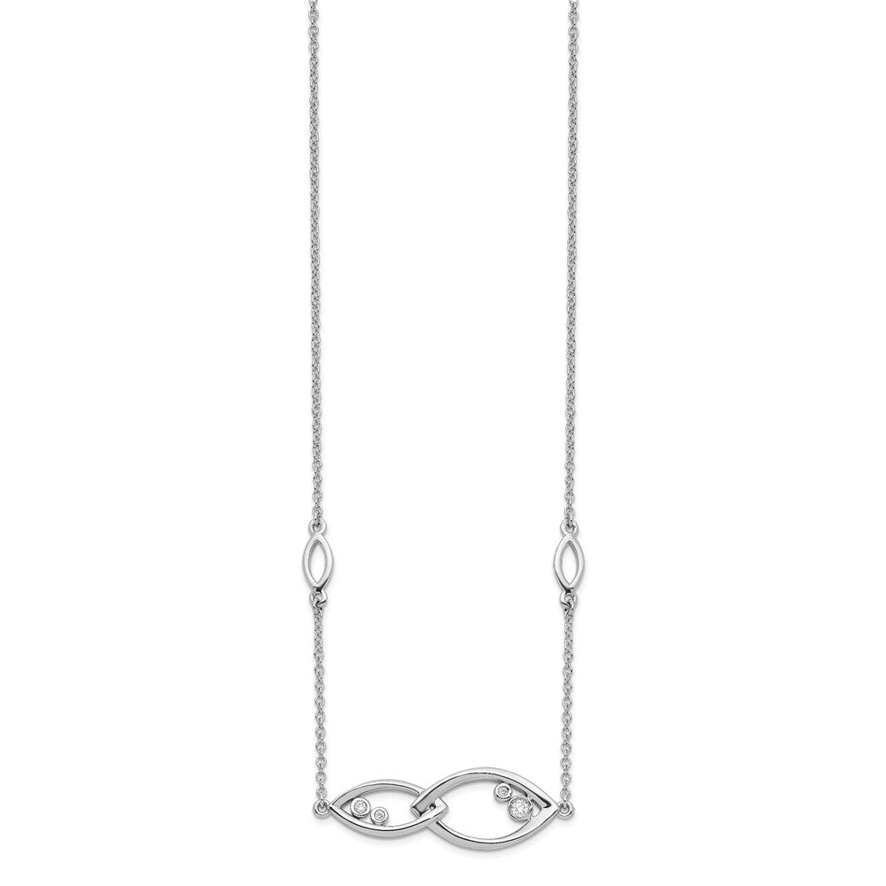 14K Weißgold Fantasie Echt Diamant 18 Zoll Halskette