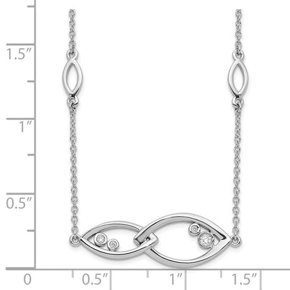 14K Weißgold Fantasie Echt Diamant 18 Zoll Halskette