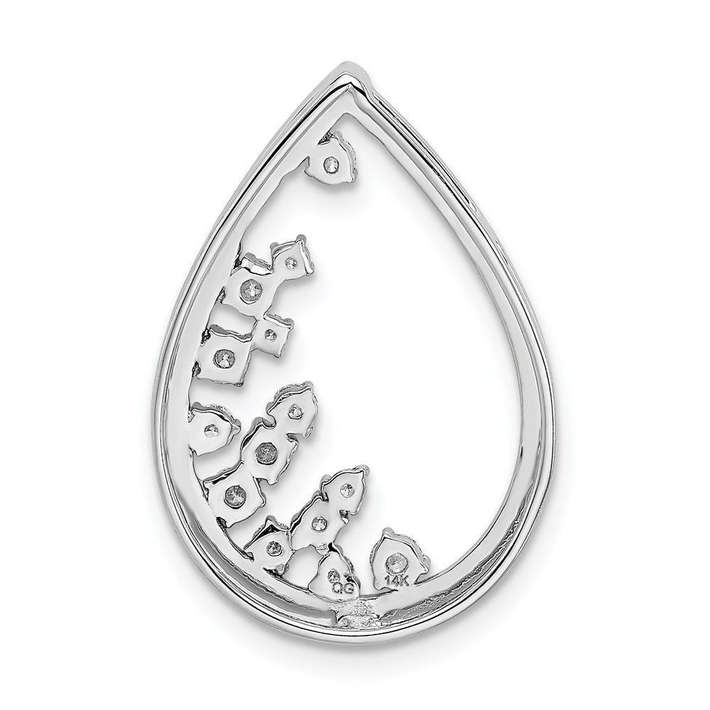 14K Weißgold Poliert Tropfen Echt Diamant Kette Anhänger