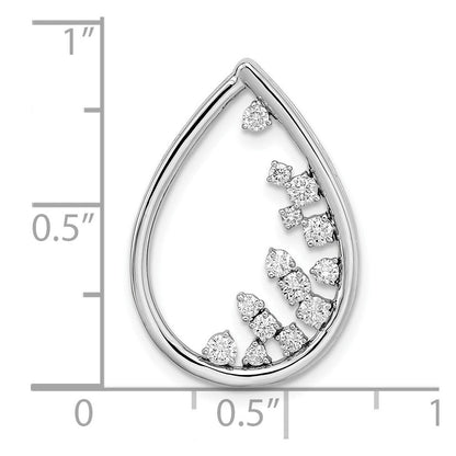 14K Weißgold Poliert Tropfen Echt Diamant Kette Anhänger