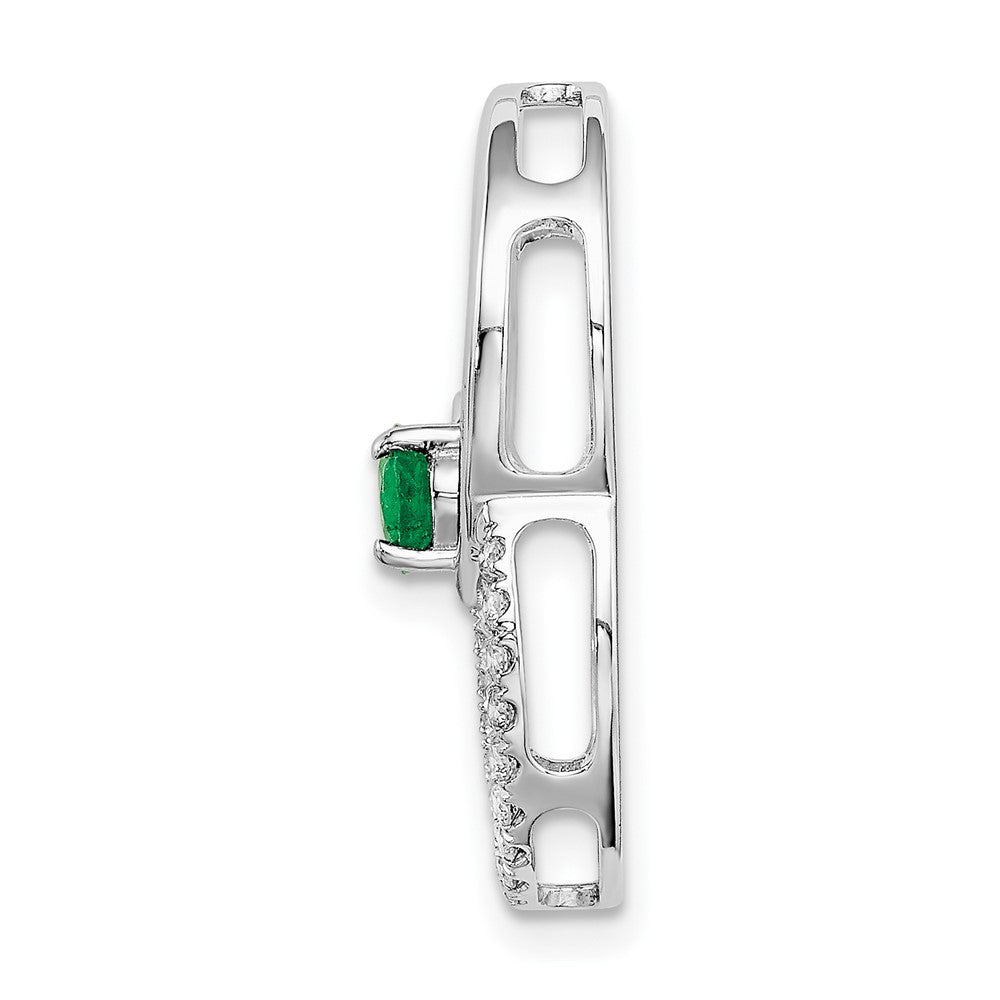 14K Weißgold Smaragd Doppelt Kreis Echt Diamant Kette Anhänger